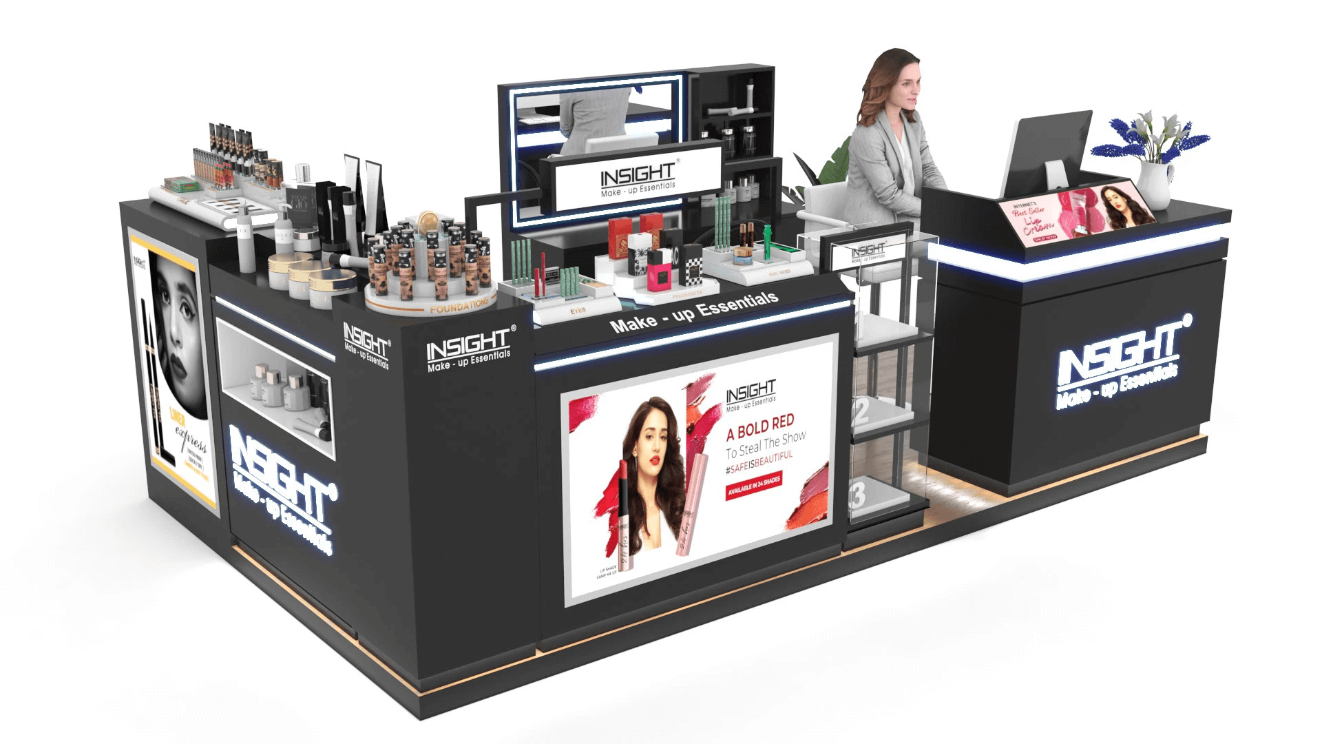 Black Makeup Display Kios
