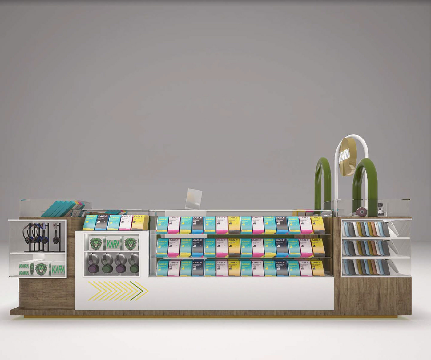 Wood Grain Phone Accessories Kiosk