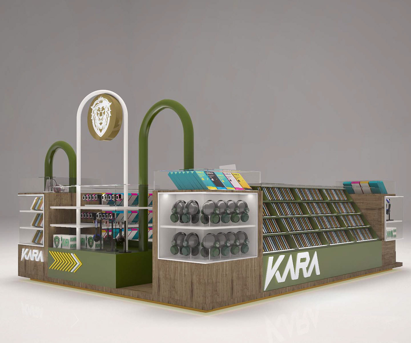 Wood Grain Phone Accessories Kiosk