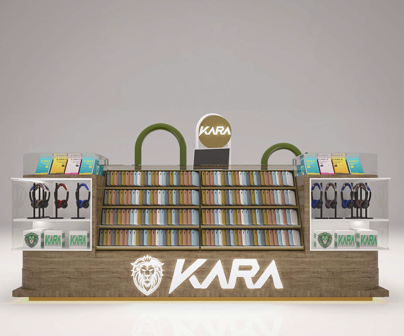 Wood Grain Phone Accessories Kiosk