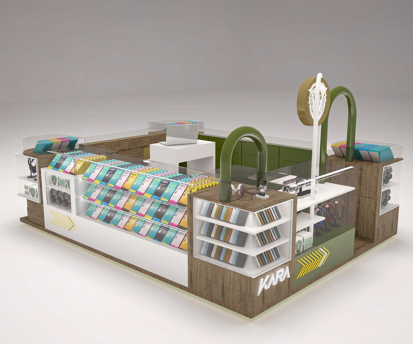 Wood Grain Phone Accessories Kiosk