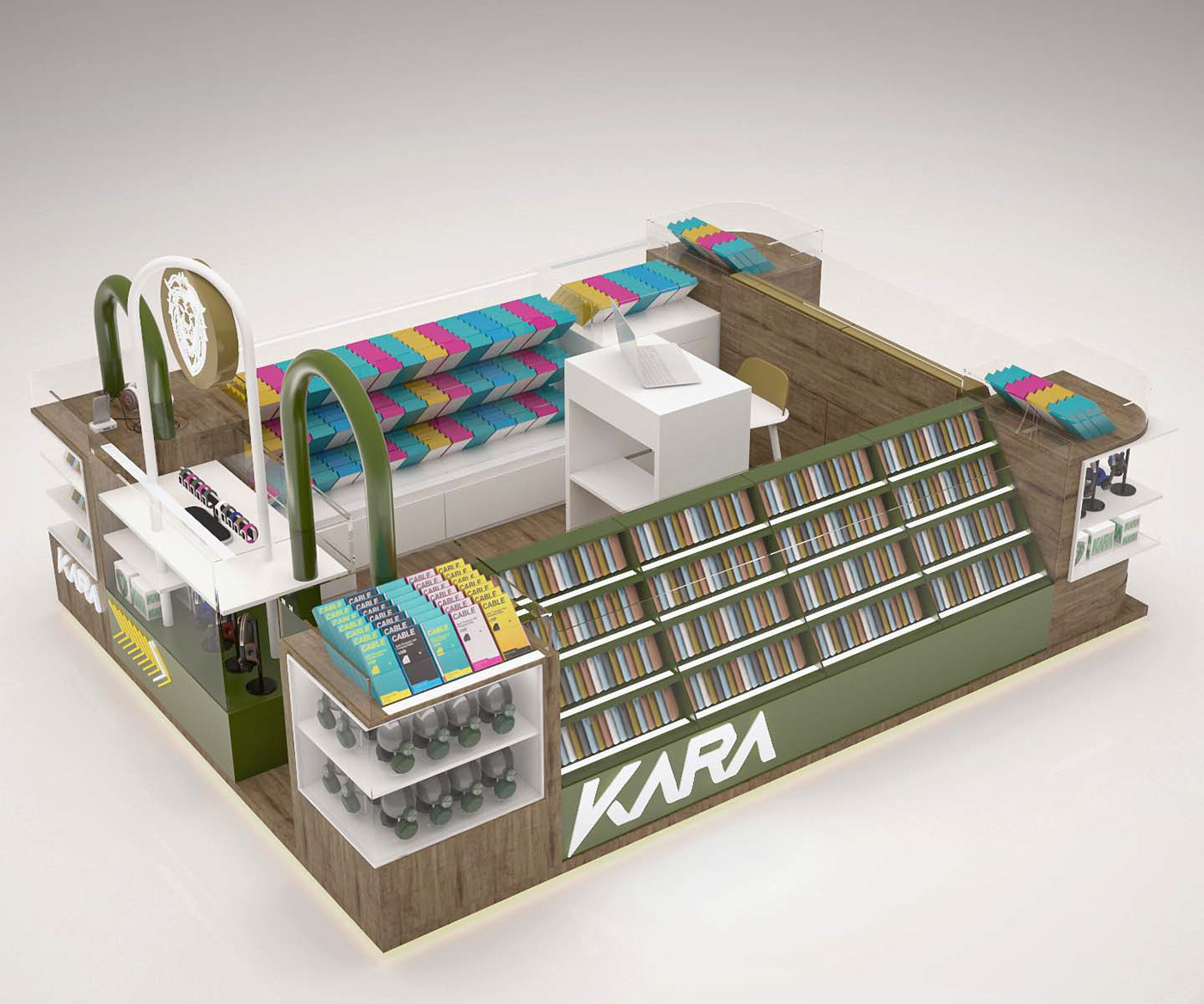 Wood Grain Phone Accessories Kiosk