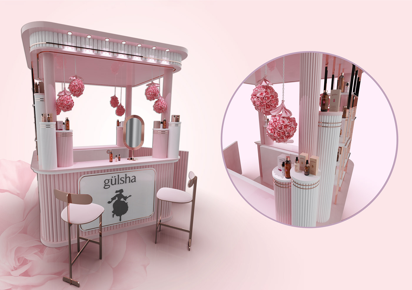 Pink Cosmetic Booth 