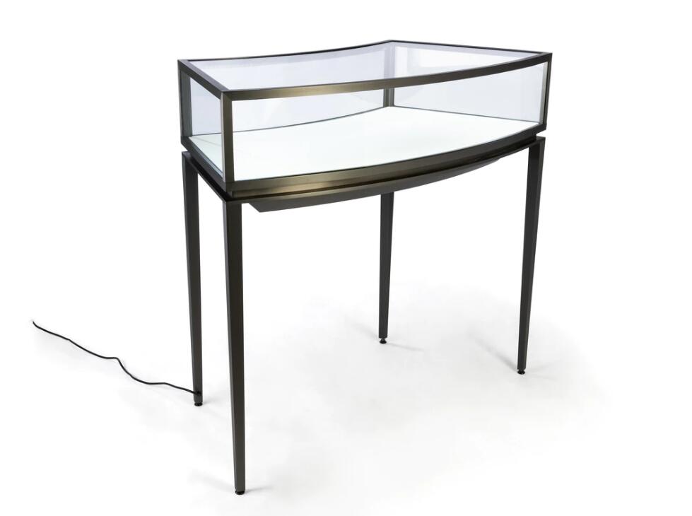 curved shape glass jewelry showcase
