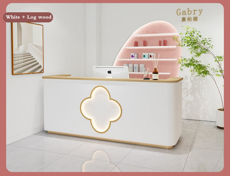 solid wood reception desk