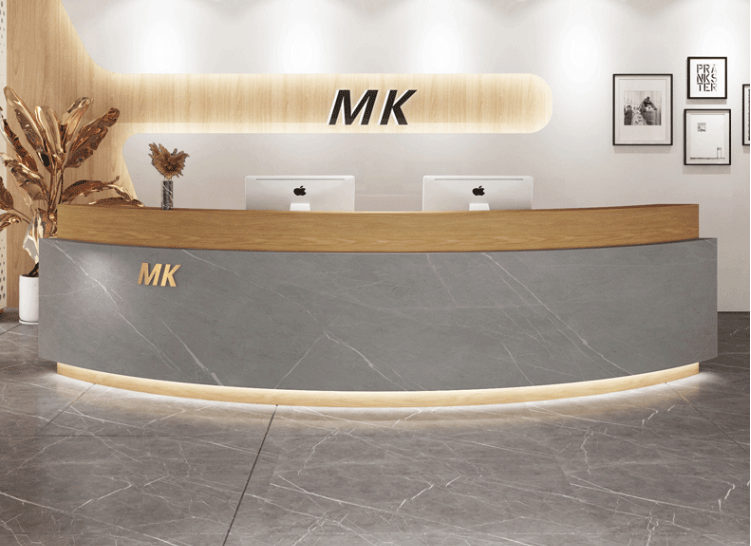 grey reception desk