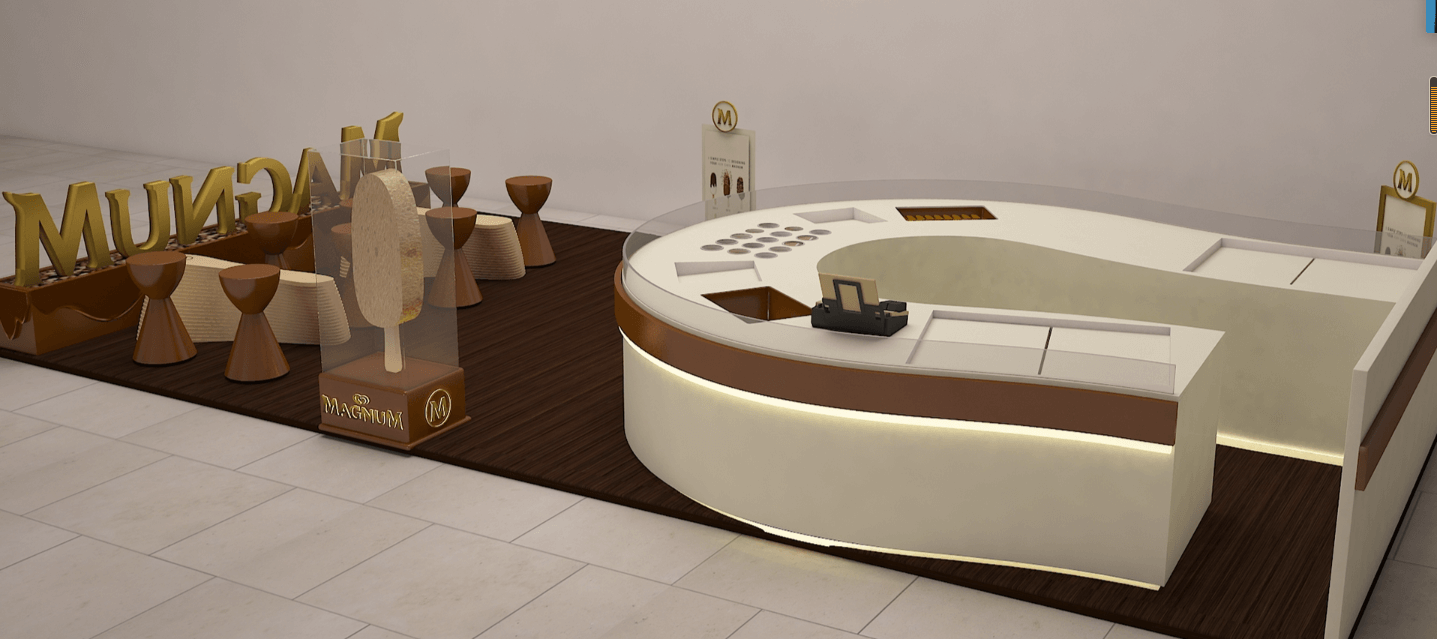 shopping mall chocolate ice cream kiosk