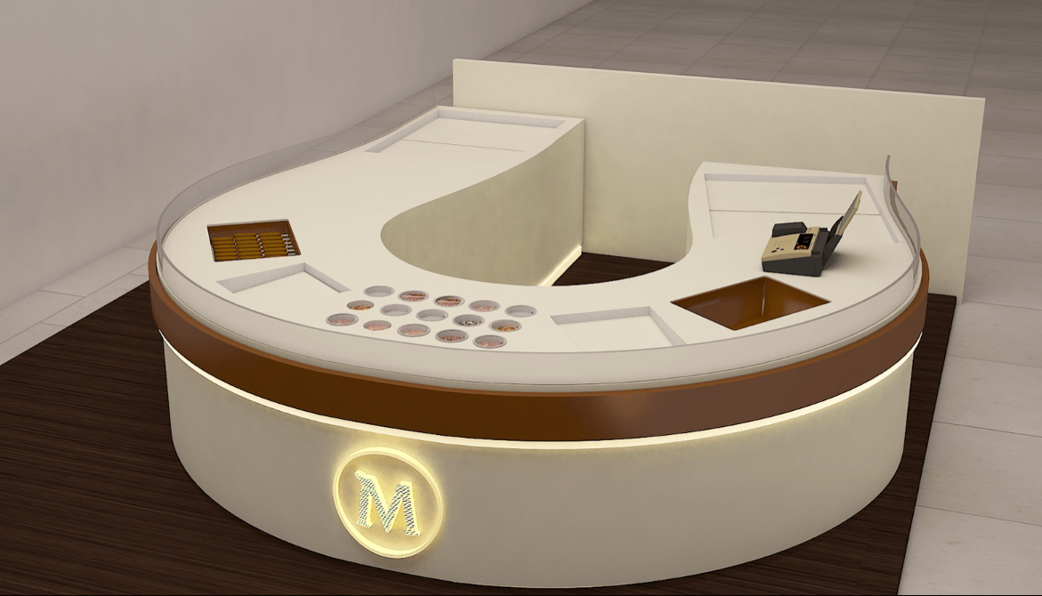 U shape chocolate kiosk