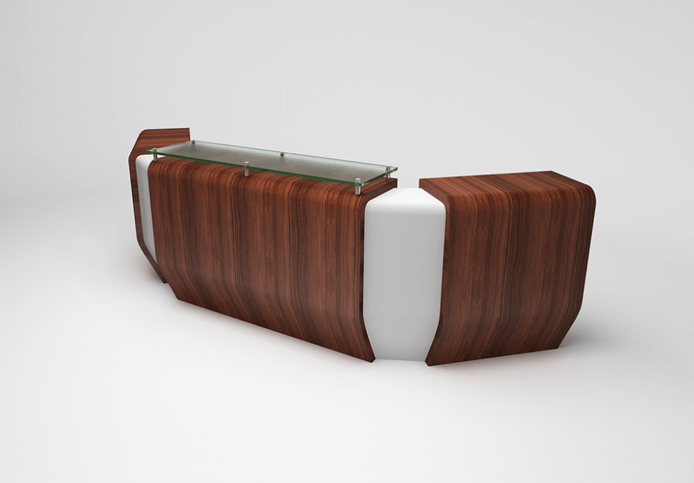 wooden reception desk