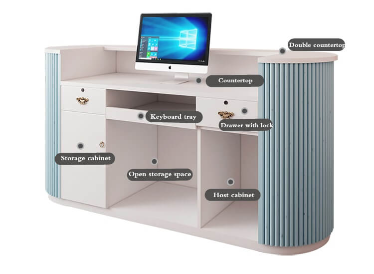 pink reception desk