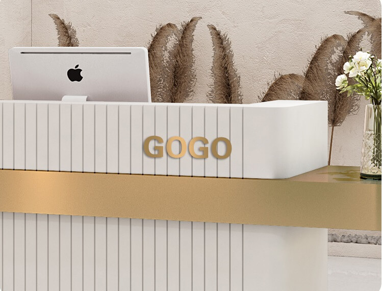 white reception desk
