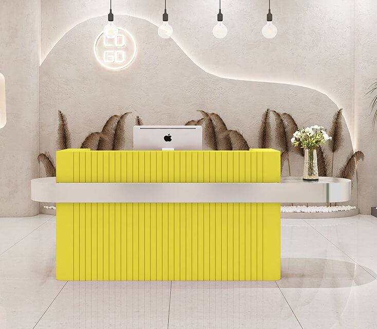 yellow reception desk