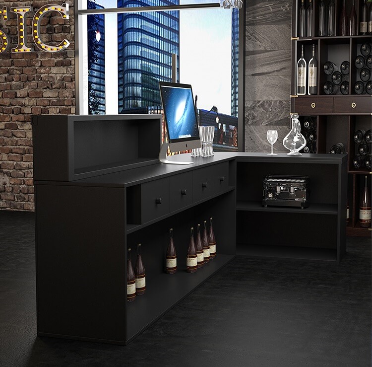 black reception desk
