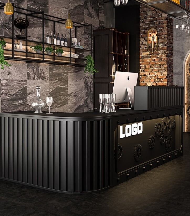 black color reception desk