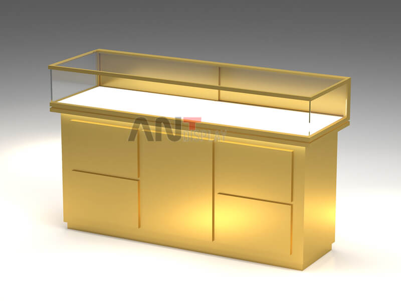 golden jewelry showcase