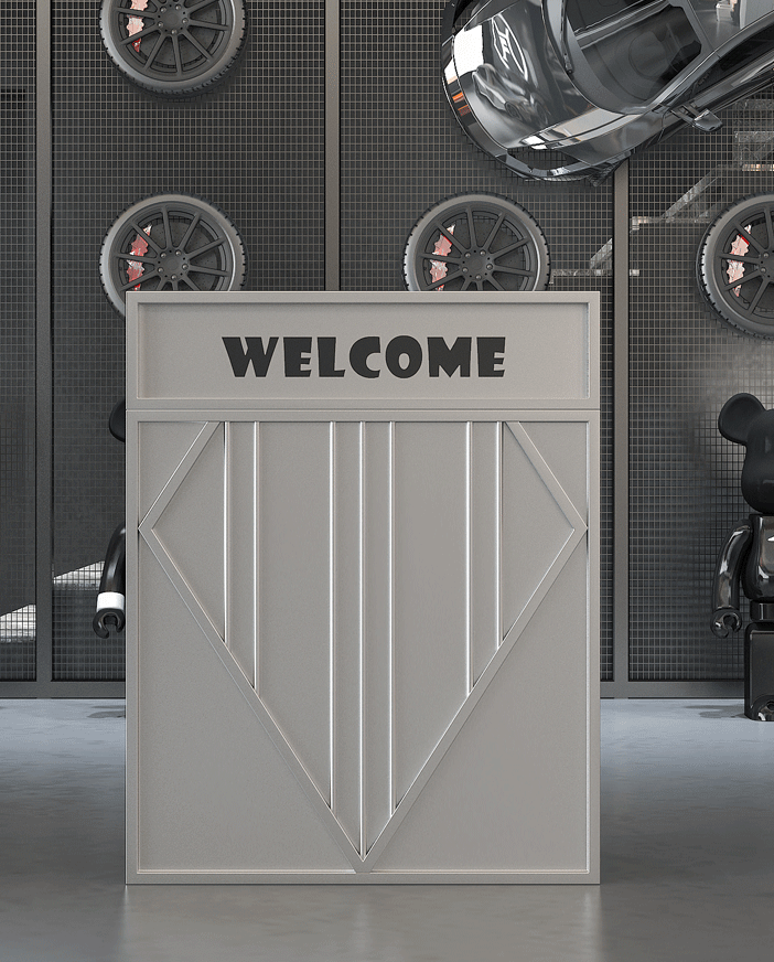 Silver reception desk