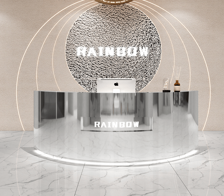 metal stainless steel reception desk