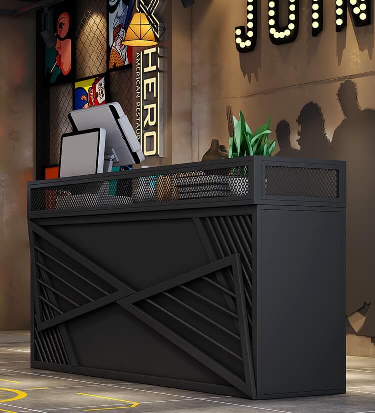 black reception desk