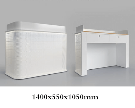 white reception desk