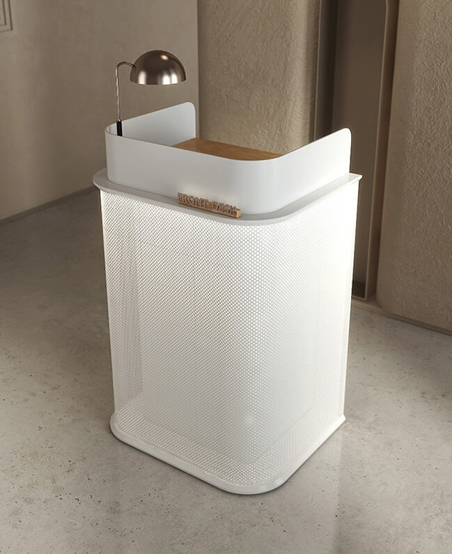 white reception table