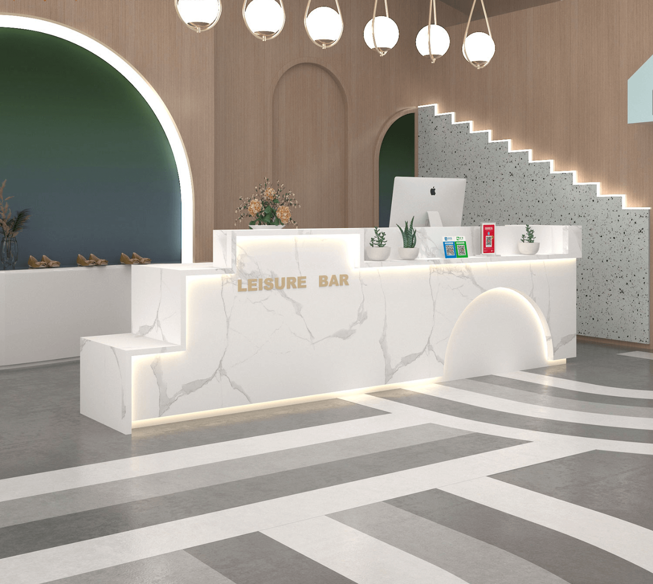 grey reception desk