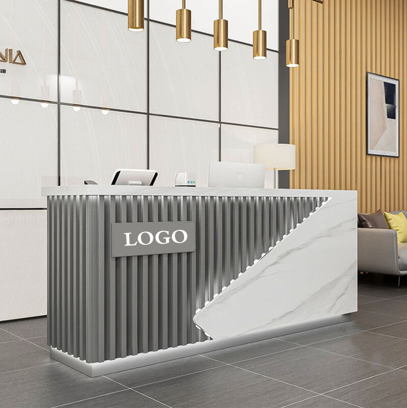 grey reception desk
