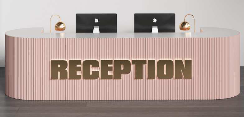 modern pink color reception desk