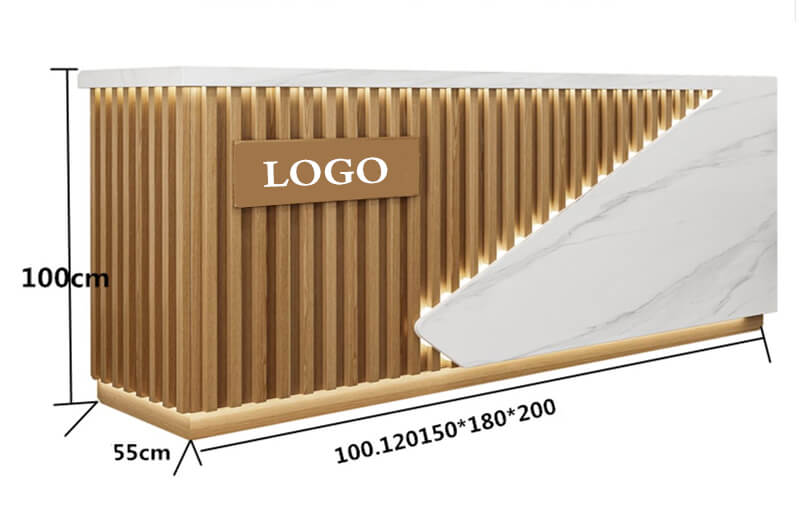 wooden reception desk