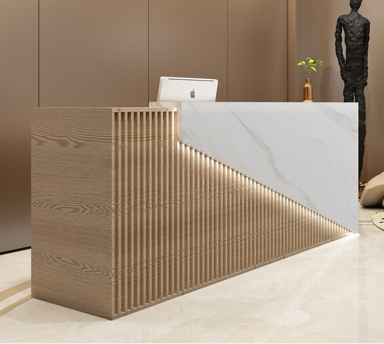 wooden reception desk
