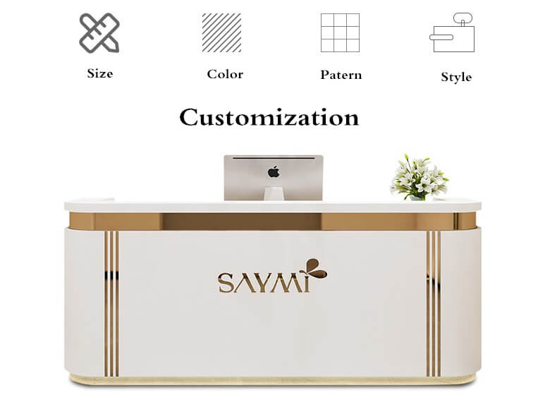 white reception desk