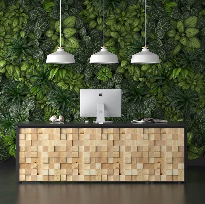 solid wood reception desk