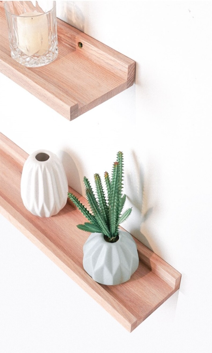 wooden shelves