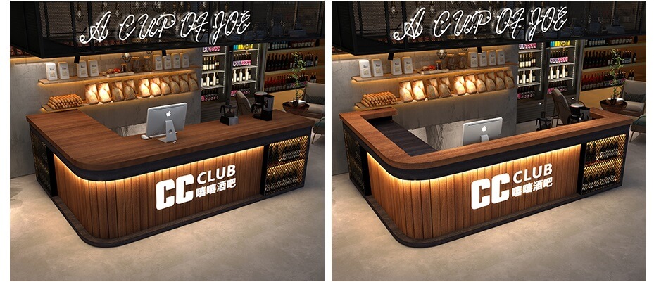 brown wood reception desk