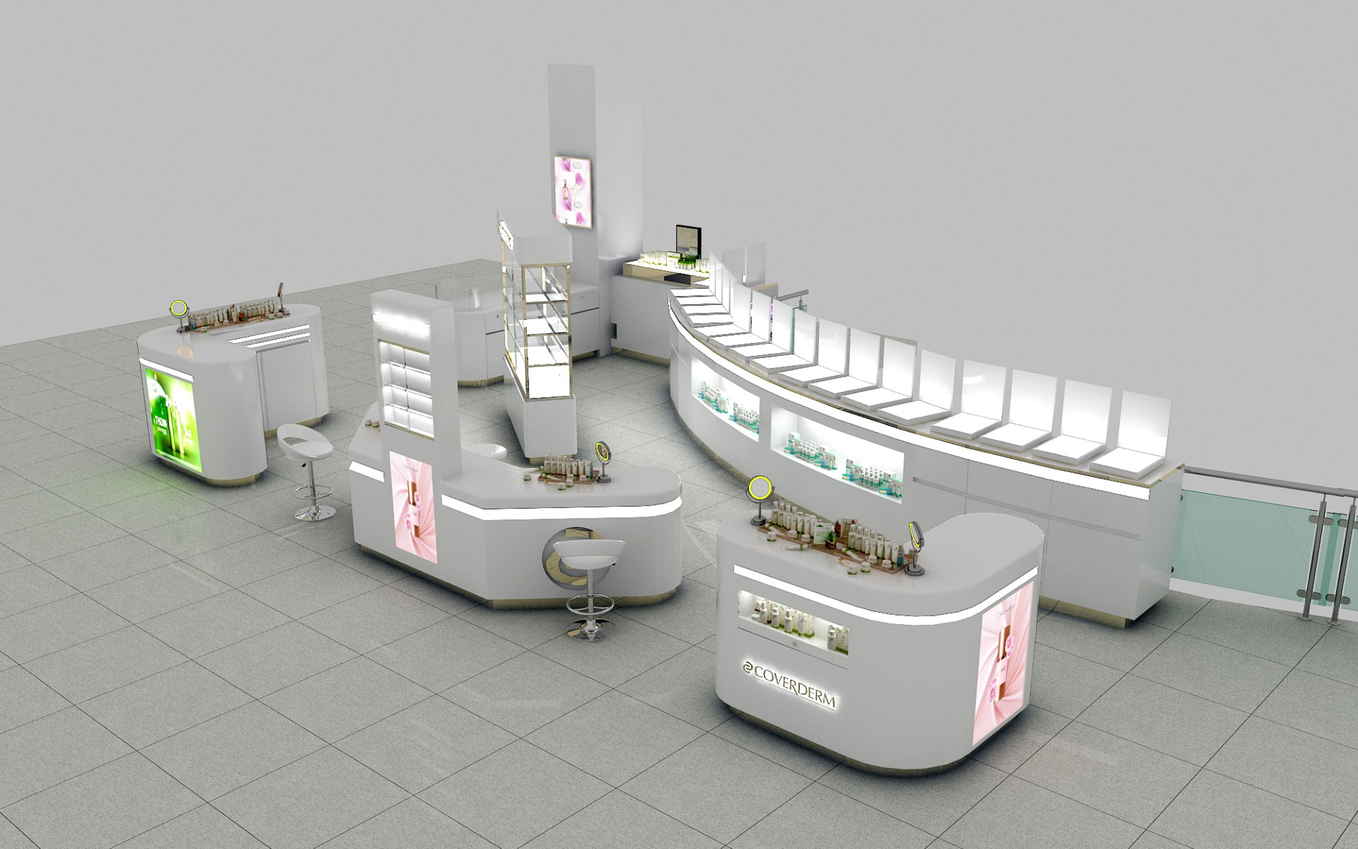 Curved Cosmetic Display Showcase