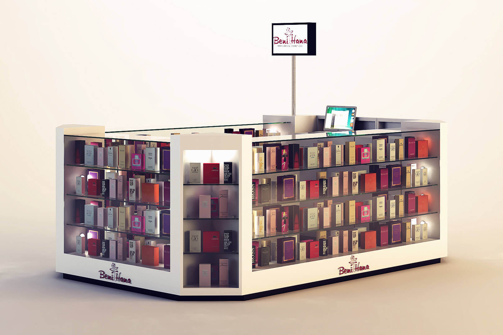perfume display kiosk 