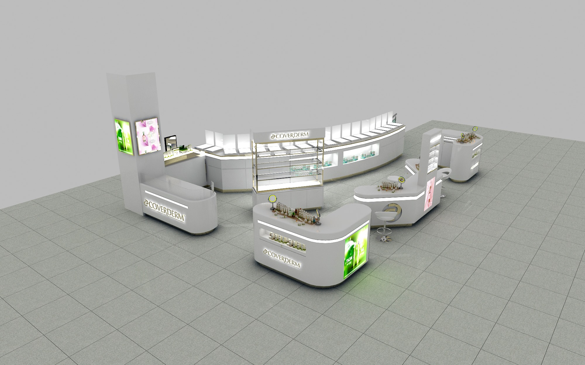Curved Cosmetic Display Showcase