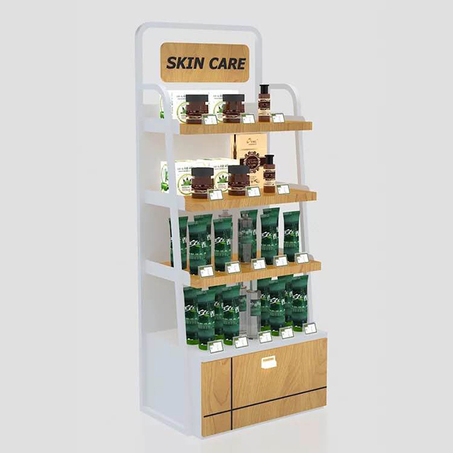 skincare display showcase