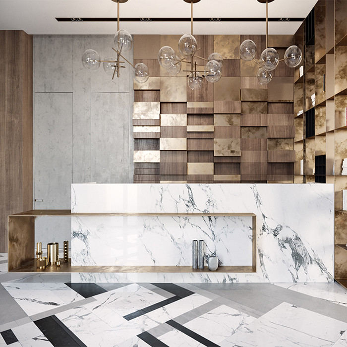 Marble Metal Front Counter Bar