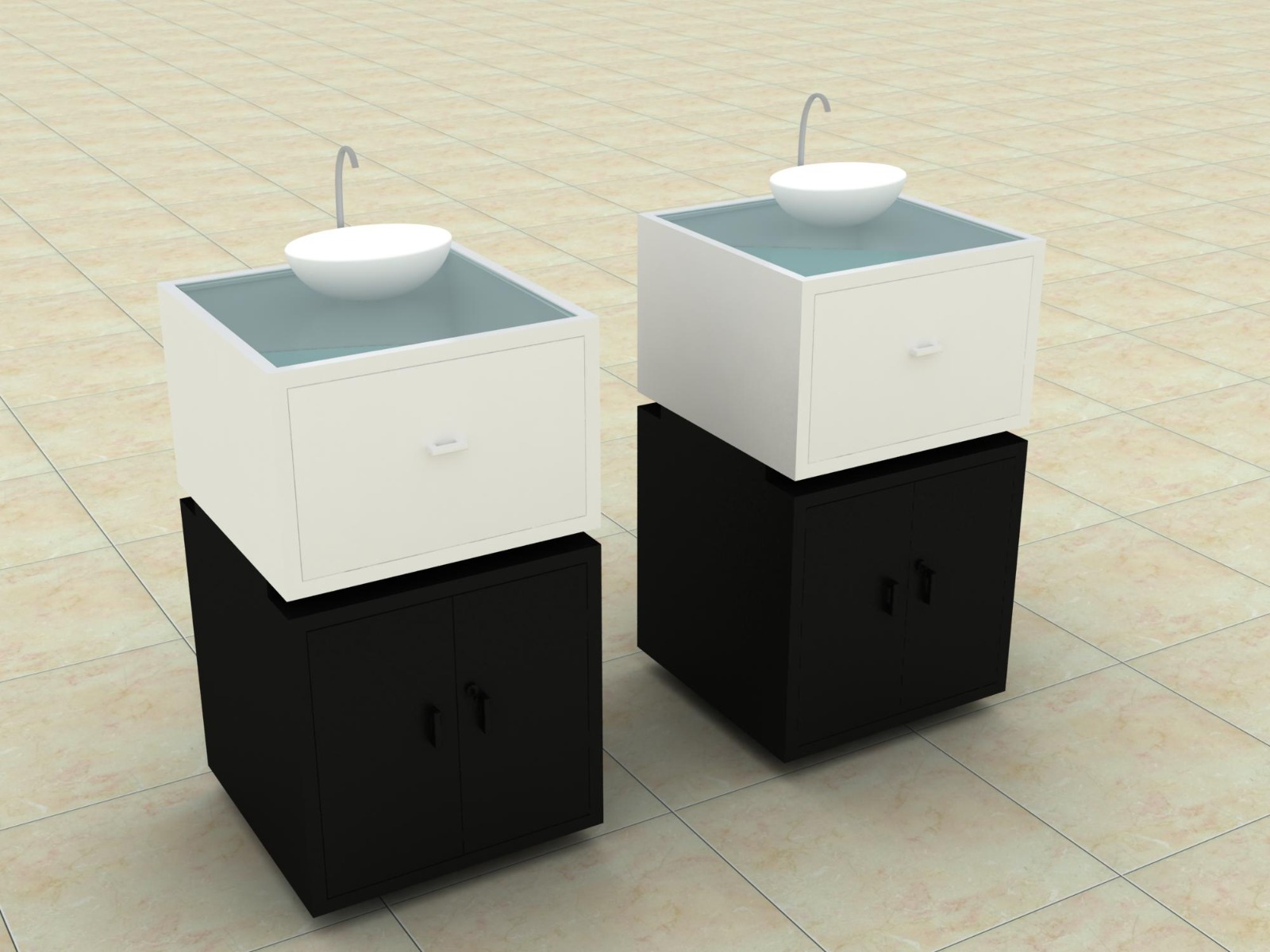 cosmetic counter with sink
