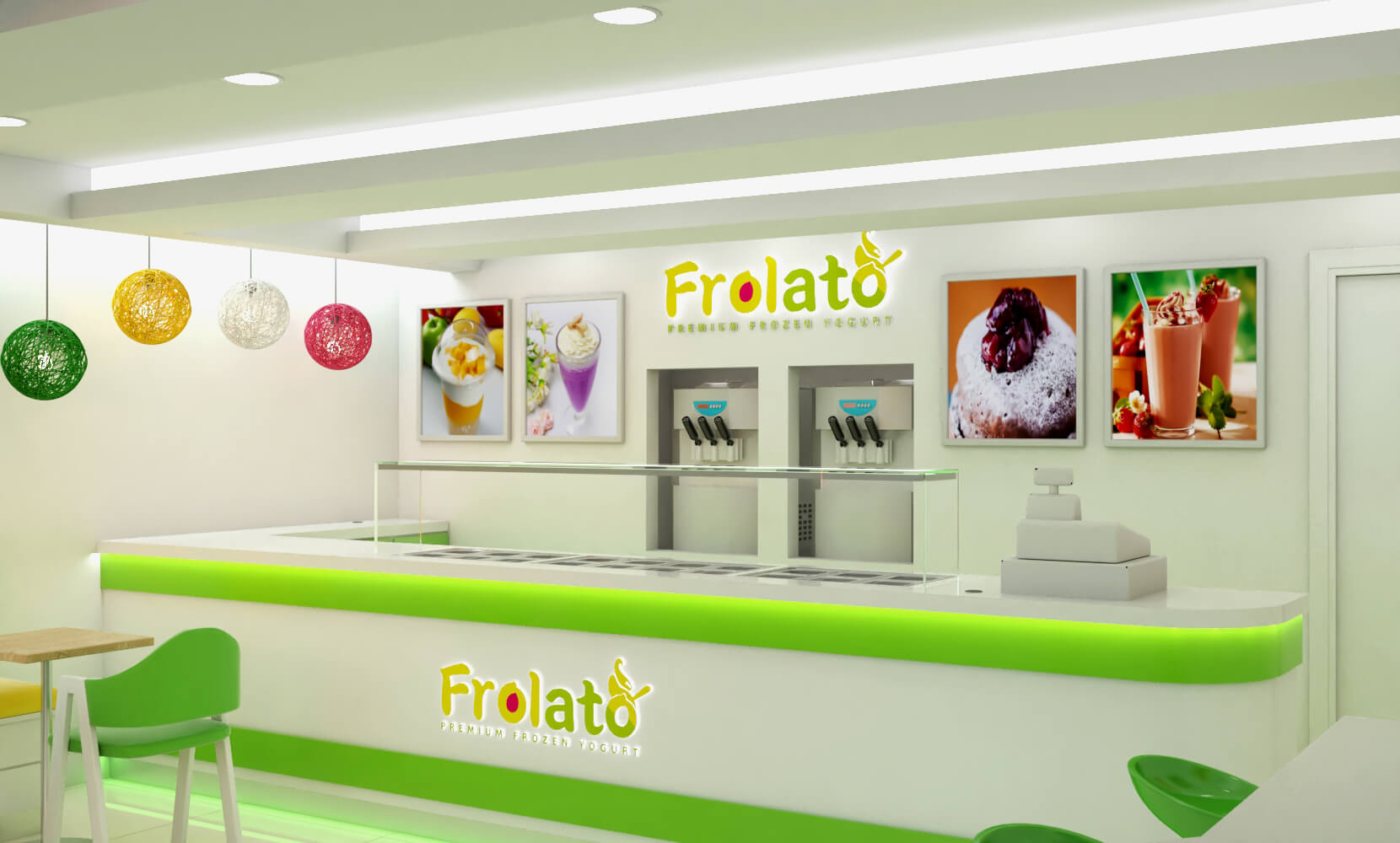 ice cream shop counter 