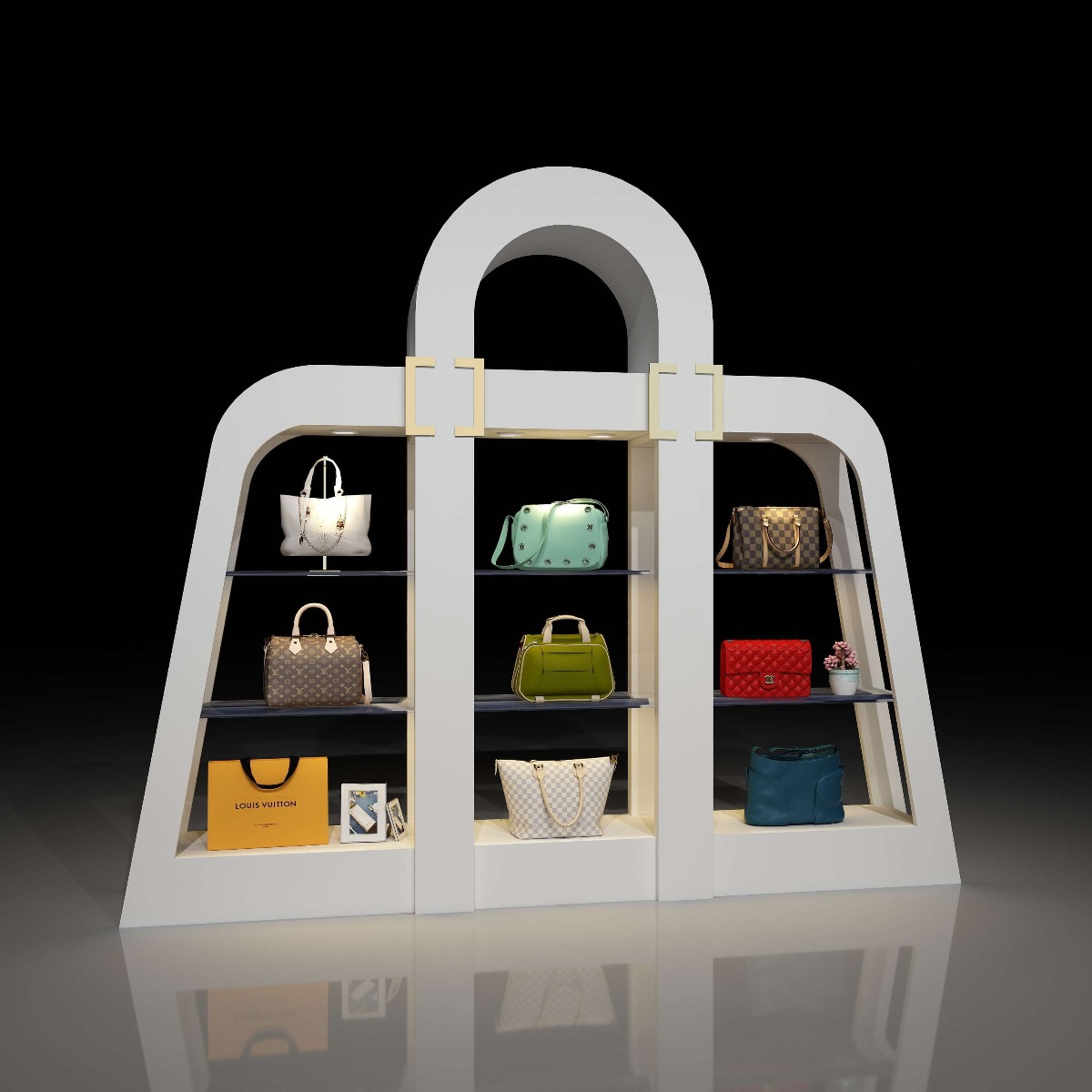 bag shape display cabinet