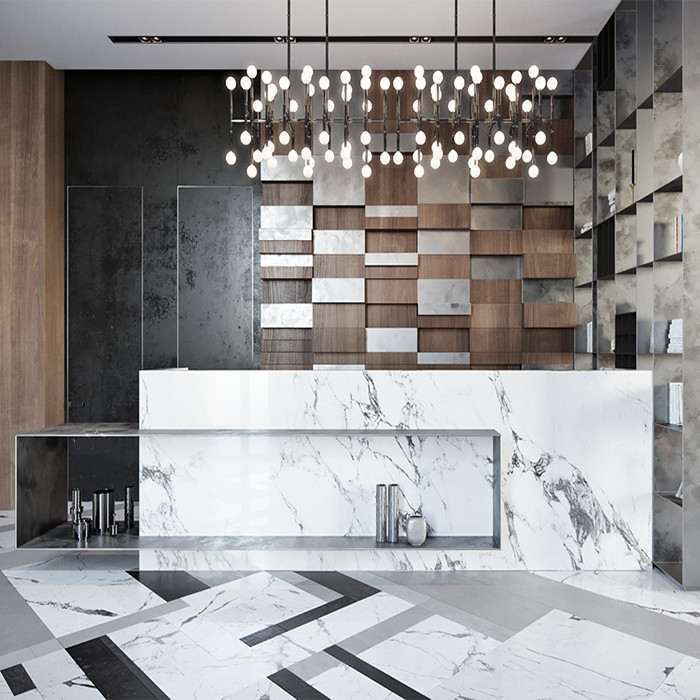 Marble Metal Front Counter Bar