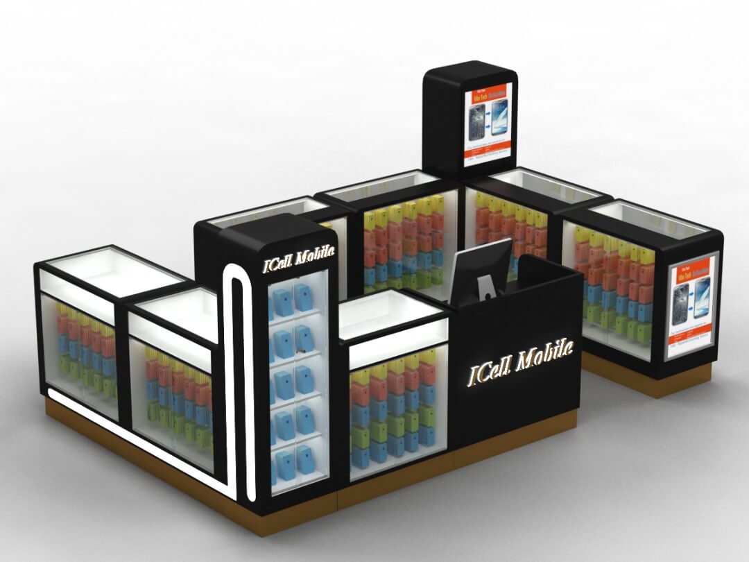 phone accessories display kiosk 