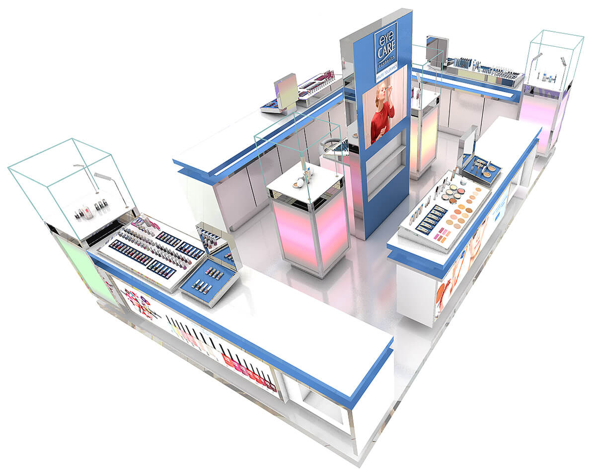 customized cosmetic display showcase 