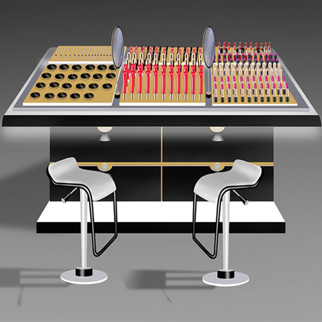 makeup display showcase