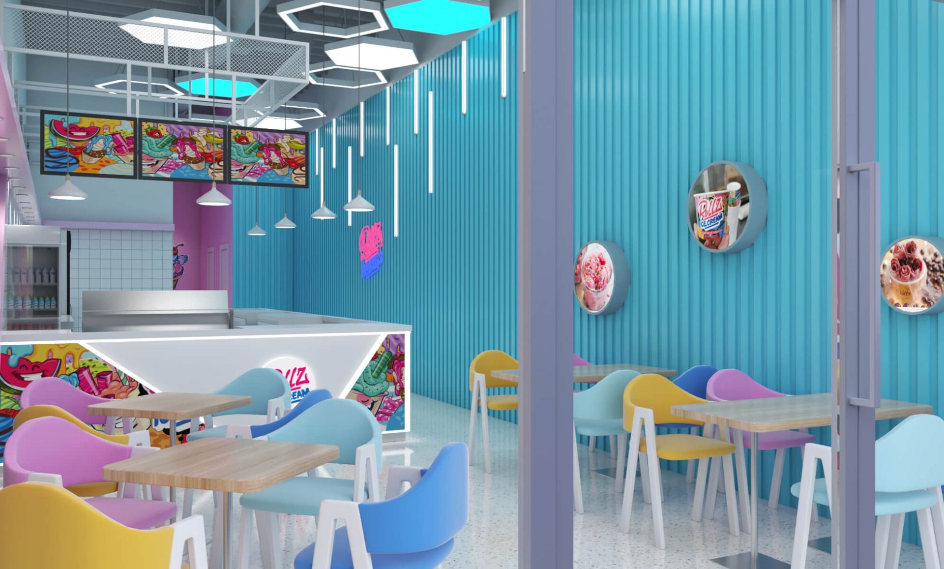 Ant roll ice cream shop furntiture 