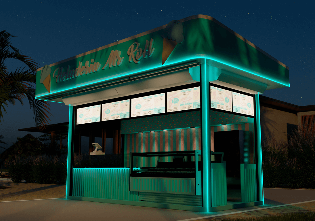 Cute Ice Cream Roll Outdoor Kiosk 