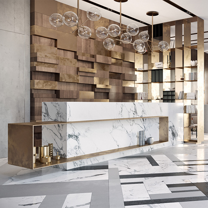 Marble Metal Front Counter Bar