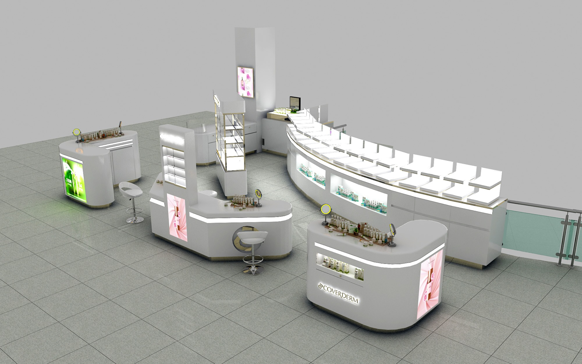Curved Cosmetic Display Showcase