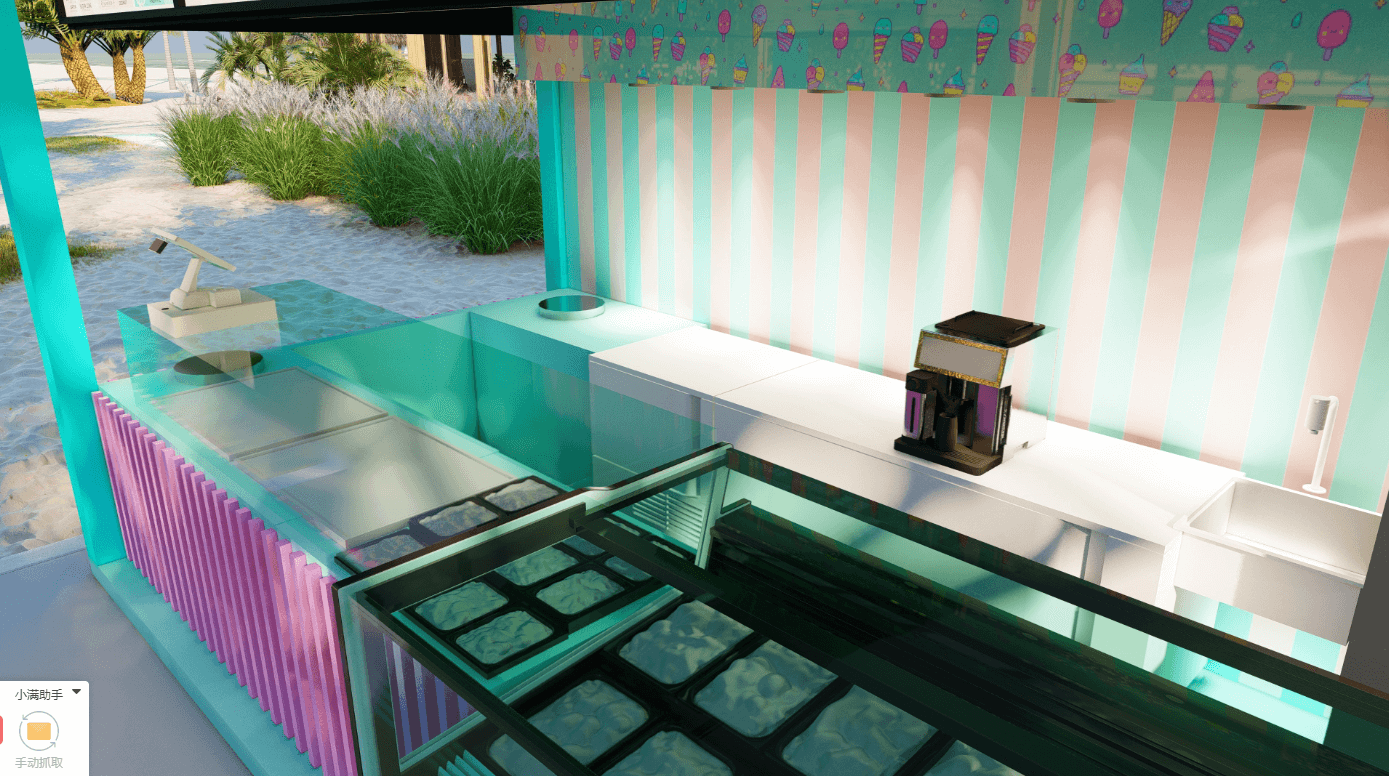 Cute Ice Cream Roll Outdoor Kiosk 